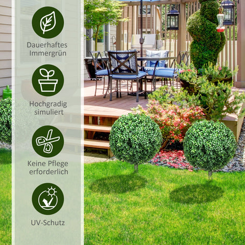 Rootz Set of 2 Artificial Boxwood - Realistic - Weatherproof - Easy Care - 40cm x 70cm