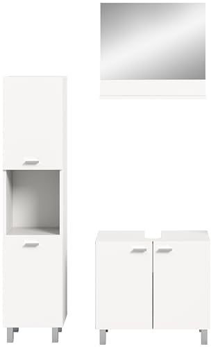 Rootz 3-Piece Set Bathroom Furniture - White Nb - Bathroom Storage - Extensive Storage - 102cm x 186cm x 33cm