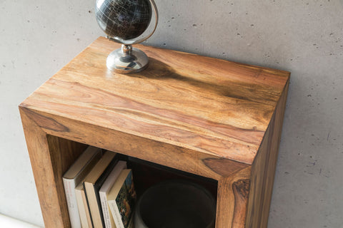 Rootz Standing Shelf - Side Table - Small Coffee Table - Solid Sheesham Wood - Handmade - Unique Grain - 2 Shelves - Attractive Design - 88cm x 50cm x 35cm