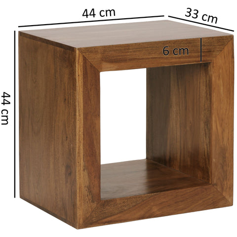 Rootz Cube Shelf - Side Table - Small Coffee Table - Solid Sheesham Wood - Handcrafted - Unique Grain - Attractive Design - 44cm x 44cm x 33cm