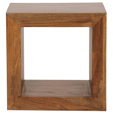 Rootz Cube Plank - Bijzettafel - Kleine salontafel - Massief Sheeshamhout - Handgemaakt - Unieke korrel - Aantrekkelijk ontwerp - 44 cm x 44 cm x 33 cm