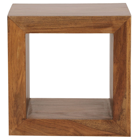 Rootz Cube Shelf - Side Table - Small Coffee Table - Solid Sheesham Wood - Handcrafted - Unique Grain - Attractive Design - 44cm x 44cm x 33cm