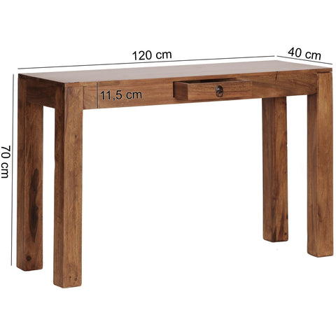 Rootz Solid Office Table - Modern Desk - Bureau - Handmade - Robust Legs - Sheesham Wood - 118cm x 40cm x 76cm