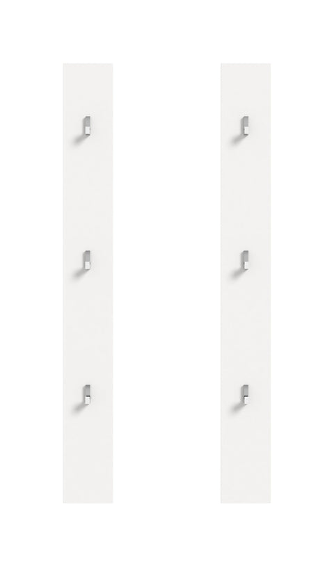 Rootz White Panel Set of 2 - High Gloss Panels - Stylish Wall Hooks - Easy Installation - 13x115x3cm