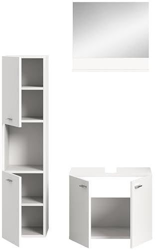 Rootz 3-Piece Set Bathroom Furniture - White Nb - Bathroom Storage - Extensive Storage - 102cm x 186cm x 33cm