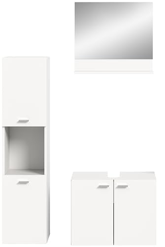Rootz 3-Piece Set Bathroom Furniture - White Nb - Bathroom Storage - Extensive Storage - 102cm x 186cm x 33cm