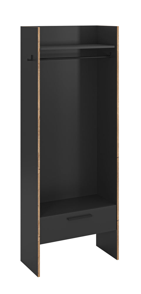 Rootz Wardrobe - Closet - Storage Unit - Saves Space - 70x189x37 cm - Black