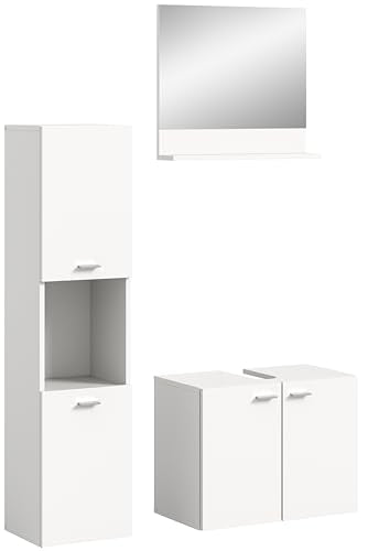 Rootz 3-Piece Set Bathroom Furniture - White Nb - Bathroom Storage - Extensive Storage - 102cm x 186cm x 33cm