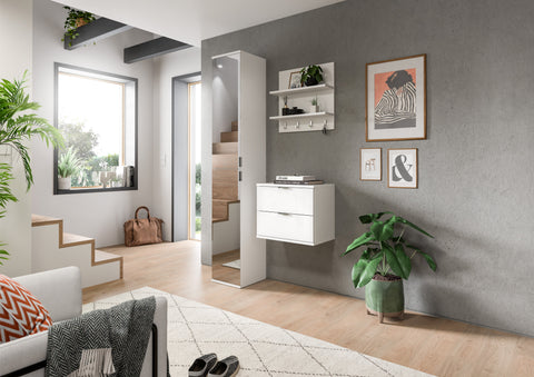 Rootz Wardrobe Combination - Closet Set - Storage Solutions - Space-Saving - White High Gloss - 82cm x 191cm x 37cm