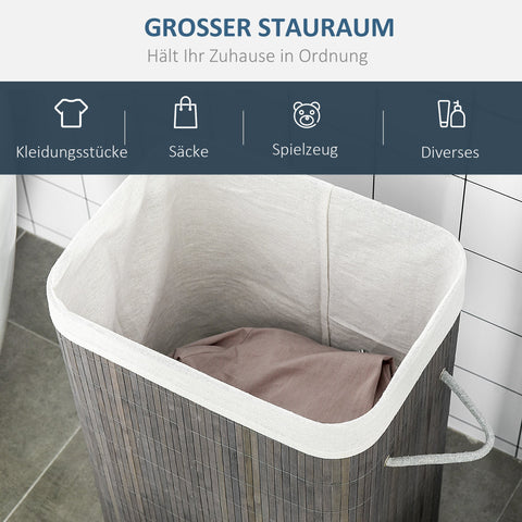 Rootz Laundry Basket with Handles - Washable Laundry Bag - Rattan Hamper - Durable & Water-resistant - 43l x 32b x 61h cm