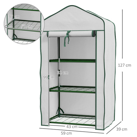Rootz Garden Greenhouse 3 Floors - Mini Greenhouse - Balcony Greenhouse - Protects Plants - 59L x 39B x 127H cm