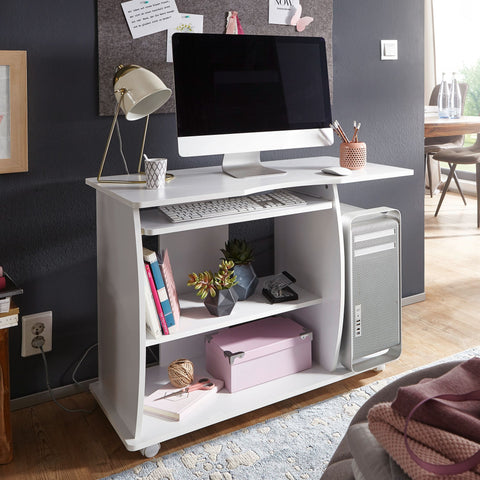 Rootz Modern Computer Desk with PC Shelf - Timeless Design - Storage Options - Rounded 3D Corners - 90cm x 71cm x 50cm