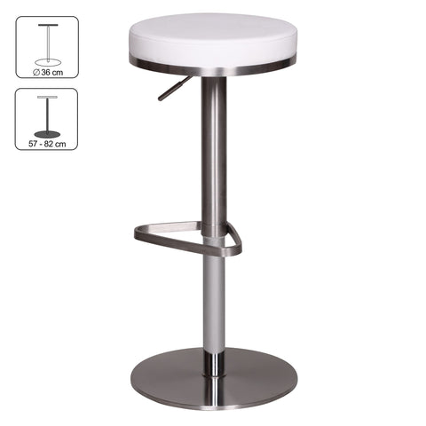 Rootz Adjustable Bar Stool - Modern Stool - Height Adjustable Stool - Stainless Steel - Comfortable Seating - 57cm x 36cm x 82cm