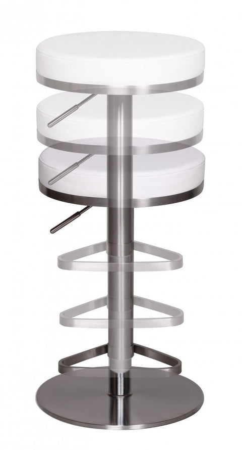 Rootz Adjustable Bar Stool - Modern Stool - Height Adjustable Stool - Stainless Steel - Comfortable Seating - 57cm x 36cm x 82cm