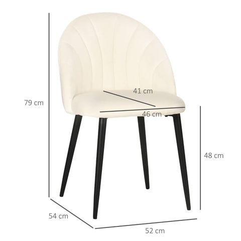 Rootz Dining Chair Set - Shell-Shaped Chairs - Velvet Look Padding - Metal Legs - 52cm x 54cm x 79cm - Gray - Set of 6