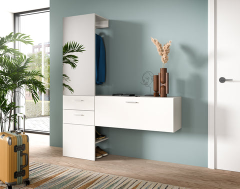 Rootz 2-Piece Wardrobe Set - Closet Cabinet - Storage Panel - Space Maximizing Design - White Melamine - 156cm x 190cm x 36cm