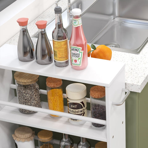 Rootz Side Trolley with Wheels - Kitchen Cart - Mobile Storage - 360° Wheels & Locking - 45W x 15D x 91H cm