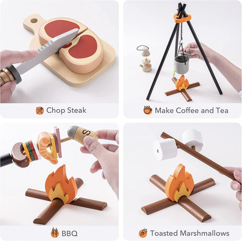 Rootz Kids Camping Toys Set - Pretend Play Camping Gear - Outdoor Adventure Kit - Realistic Experience - Safe Materials - Skill Development - Various Sizes