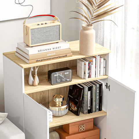 Rootz Scandinavian Storage Unit - Sideboard - 2-Door Cabinet - Space-Saving - 80W x 38D x 102H cm