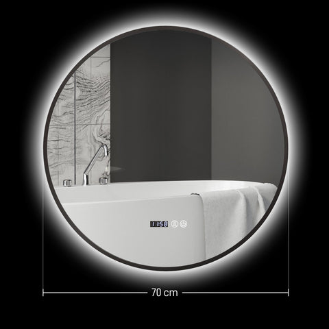 Rootz Round LED Bathroom Mirror - Illuminated - Touch Control - Adjustable Brightness - Ø 70cm x 3T cm