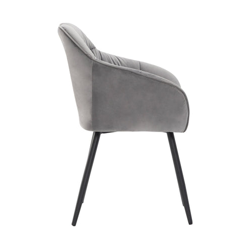 Rootz Gray Velvet Dining Chairs - Upholstered Seating - Elegant Cushions - Ergonomic Comfort - 45L x 55W x 85H cm - Easy Assembly