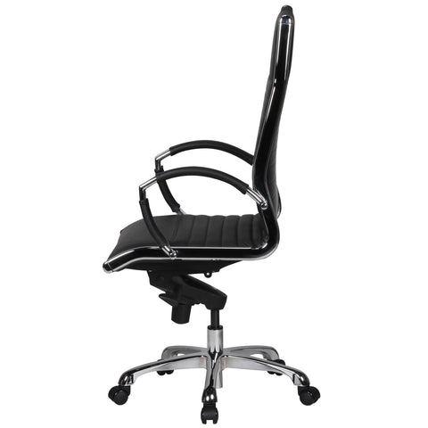Rootz Office Chair - Desk Chair - Genuine Leather - Ergonomic Design - High Gloss Aluminum - Adjustable Mechanism - 120kg Capacity - 60cm x 60cm x 112-122cm