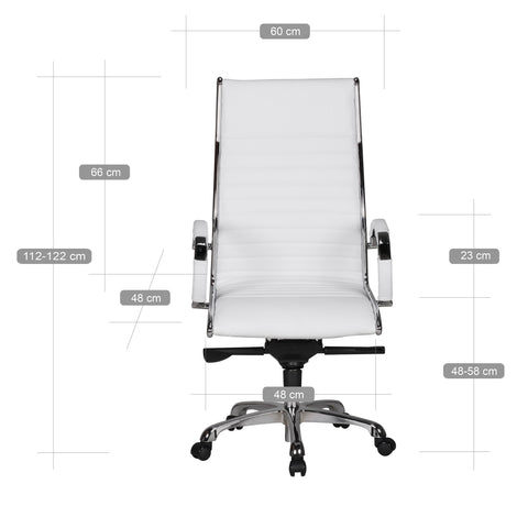 Rootz Bureaustoel - Bureaustoel - Draaistoel - Echt leer - Ergonomisch ontwerp - Hoogglans aluminium - 60cm x 60cm x 112-122cm