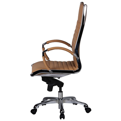Rootz Office Chair - Desk Chair - Genuine Leather - Ergonomic Design - High Gloss Aluminum - 120kg Capacity - 60cm x 60cm x 112-122cm