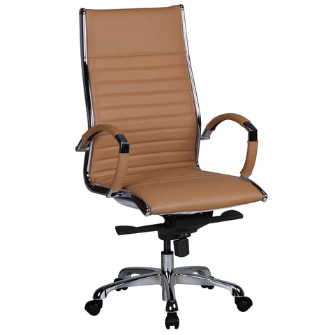 Rootz Office Chair - Desk Chair - Genuine Leather - Ergonomic Design - High Gloss Aluminum - 120kg Capacity - 60cm x 60cm x 112-122cm