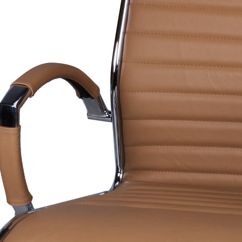 Rootz Office Chair - Desk Chair - Genuine Leather - Ergonomic Design - High Gloss Aluminum - 120kg Capacity - 60cm x 60cm x 112-122cm