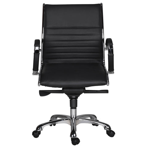 Rootz Office Chair - Desk Chair - Genuine Leather - Ergonomic Design - High Gloss Chrome - Adjustable Mechanism - 120kg Capacity - 60cm x 60cm x 97-107cm