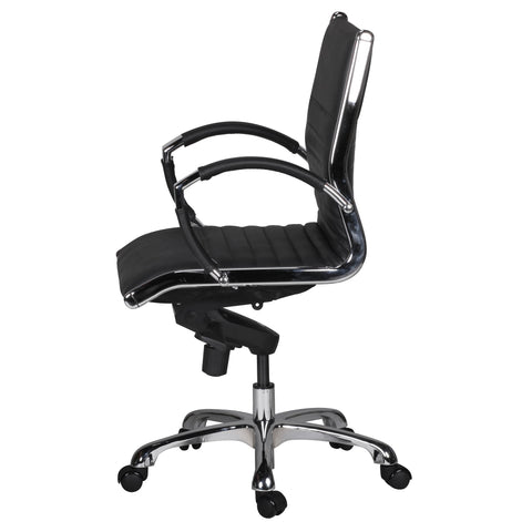 Rootz Office Chair - Desk Chair - Genuine Leather - Ergonomic Design - High Gloss Chrome - Adjustable Mechanism - 120kg Capacity - 60cm x 60cm x 97-107cm