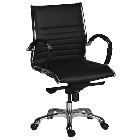 Rootz Office Chair - Desk Chair - Genuine Leather - Ergonomic Design - High Gloss Chrome - Adjustable Mechanism - 120kg Capacity - 60cm x 60cm x 97-107cm