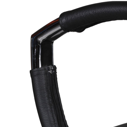 Rootz Office Chair - Desk Chair - Genuine Leather - Ergonomic Design - High Gloss Chrome - Adjustable Mechanism - 120kg Capacity - 60cm x 60cm x 97-107cm