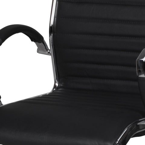 Rootz Office Chair - Desk Chair - Genuine Leather - Ergonomic Design - High Gloss Chrome - Adjustable Mechanism - 120kg Capacity - 60cm x 60cm x 97-107cm