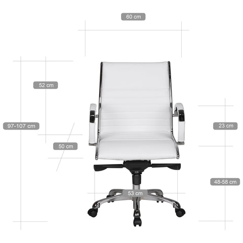 Rootz Bureaustoel - Bureaustoel - Echt leer - Ergonomisch ontwerp - Armleuningen hoogglans chroom - Verstelbaar Multiblock-mechanisme - 60cm x 60cm x 97-107cm