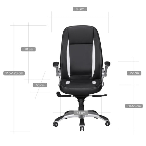 Rootz Sport Racing Directiestoel - Bureaustoel - Draaistoel - Comfortabele hoge rugleuning - Verstelbare armleuningen - Soepel rollende tapijtwielen - 122-128 cm x 72 cm x 58 cm