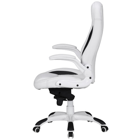 Rootz Executive Chair - High-Gloss Leatherette - White Office Chair - Comfortable, Adjustable, Foldable - 72cm x 58cm x 122-128cm