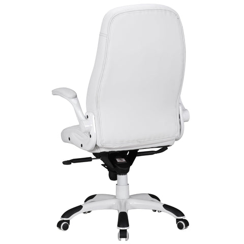 Rootz Executive Chair - High-Gloss Leatherette - White Office Chair - Comfortable, Adjustable, Foldable - 72cm x 58cm x 122-128cm