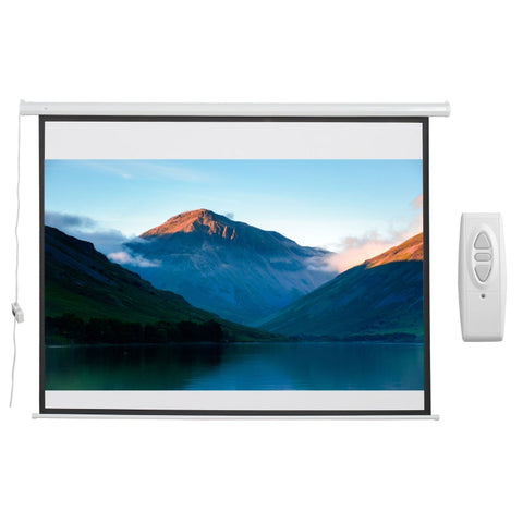 Rootz Motorized Projector Screen - Cinema Screen - Projection Screen - Durable Fabric - 171cm x 130cm - White - Compact Design