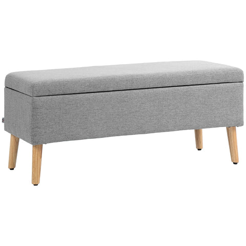 Rootz Upholstered Storage Bench - Bed Bench - Ottoman Bench - Linen-Look Fabric - 110cm x 39cm x 45cm