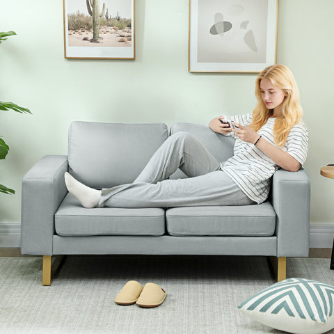 Rootz 2-Seater Sofa - Couch - Loveseat - Comfortable Seating - 145cm x 82cm x 78cm - Grey