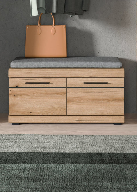 Rootz Coat Rack Bench Seat - Entryway Storage - Hallway Organizer - Brown Look - 90cm x 44cm x 40cm