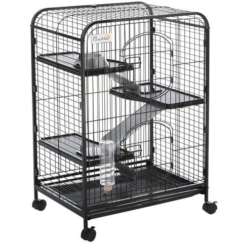 Rootz 3-Tier Rollable Small Animal Cage - Rodent Enclosure - Pet Home - Easy Access & Transport - 64 x 43.5 x 93cm