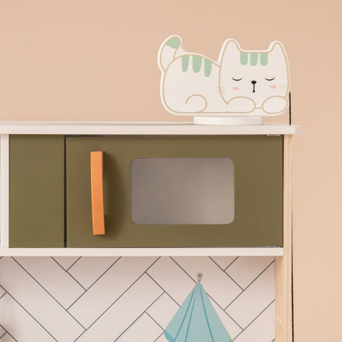 Rootz Wooden Play Kitchen for Toddlers Kids - Pretend Play Kitchen - Educational Toy Kitchen Set - Authentic Cooking Experience - Large Storage Space - 76 cm x 33 cm x 89 cm - Durable Wood