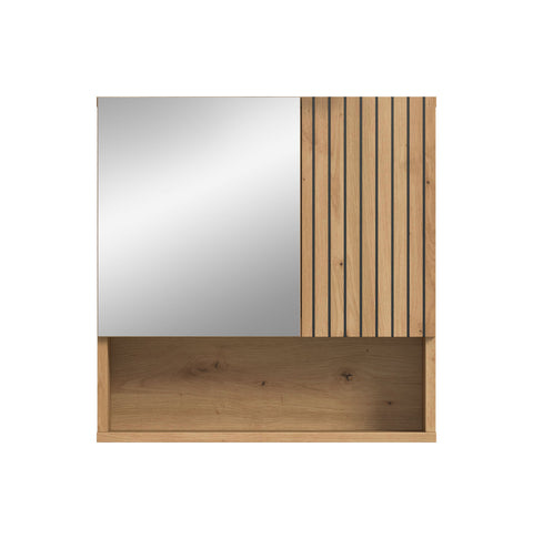 Rootz Mirror Cabinet - Brown Finish - Bathroom Storage - Easy-Care Design - 60cm x 55cm x 17cm