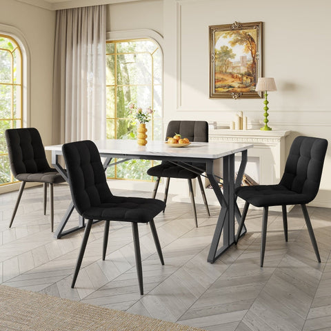 Rootz Elegant Dining Table - Marbled Table - Modern Dining Surface - Durable MDF & Metal - 119L x 70W x 75H cm
