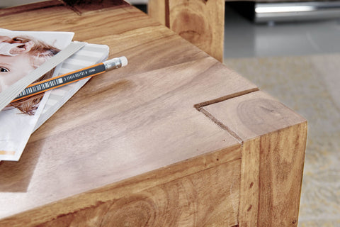 Rootz 3 Piece Set Nesting Tables - Solid Wood - Acacia - Handmade - Space-Saving - Unique Grain - 45cm x 50cm x 36cm