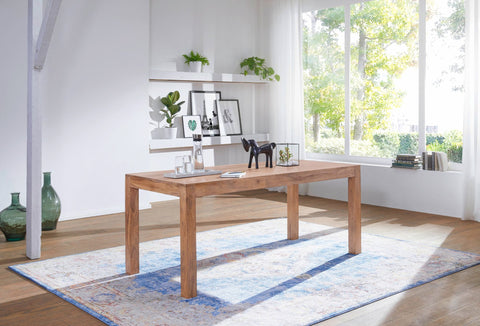WOHNLING Eettafel van massief acaciahout - Moderne tafel - Unieke korrel - 180 cm x 80 cm x 76 cm - Handgemaakt - Natuurlijk product - Eenvoudige montage