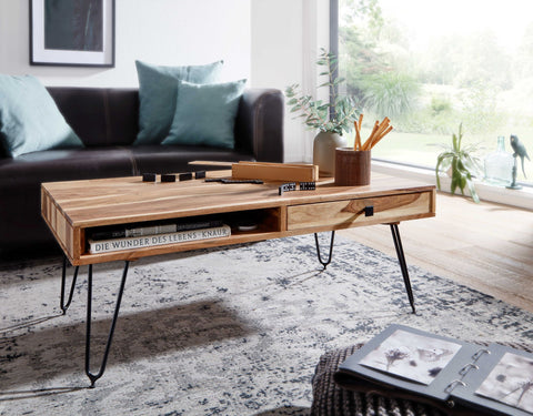 Rootz Solid Wood Coffee Table - Modern Table - Living Room Furniture - Acacia Wood - 110cm x 60cm x 40cm